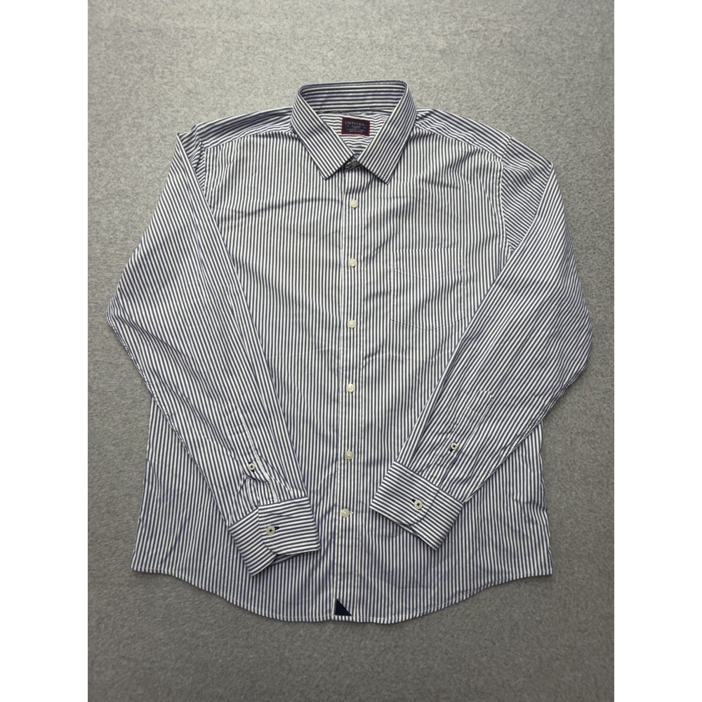 UNTUCKit Shirt Mens XL Blue Stripe Long Sleeve Button Slim Nylon Stretch Casual